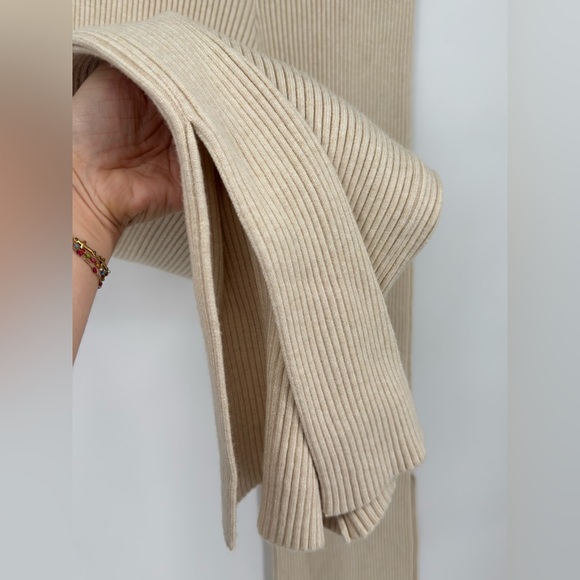 Mon Renn Beige Ribbed Knit Pants size Large - Picture 3 of 5